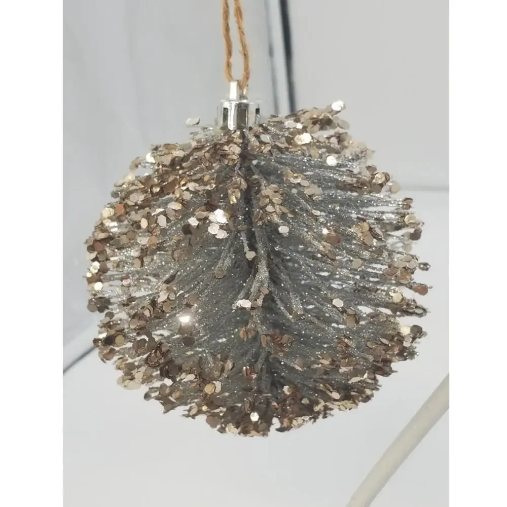 Christmas Ornament Glittered Silver Bottle Brush, PRE-OWNED